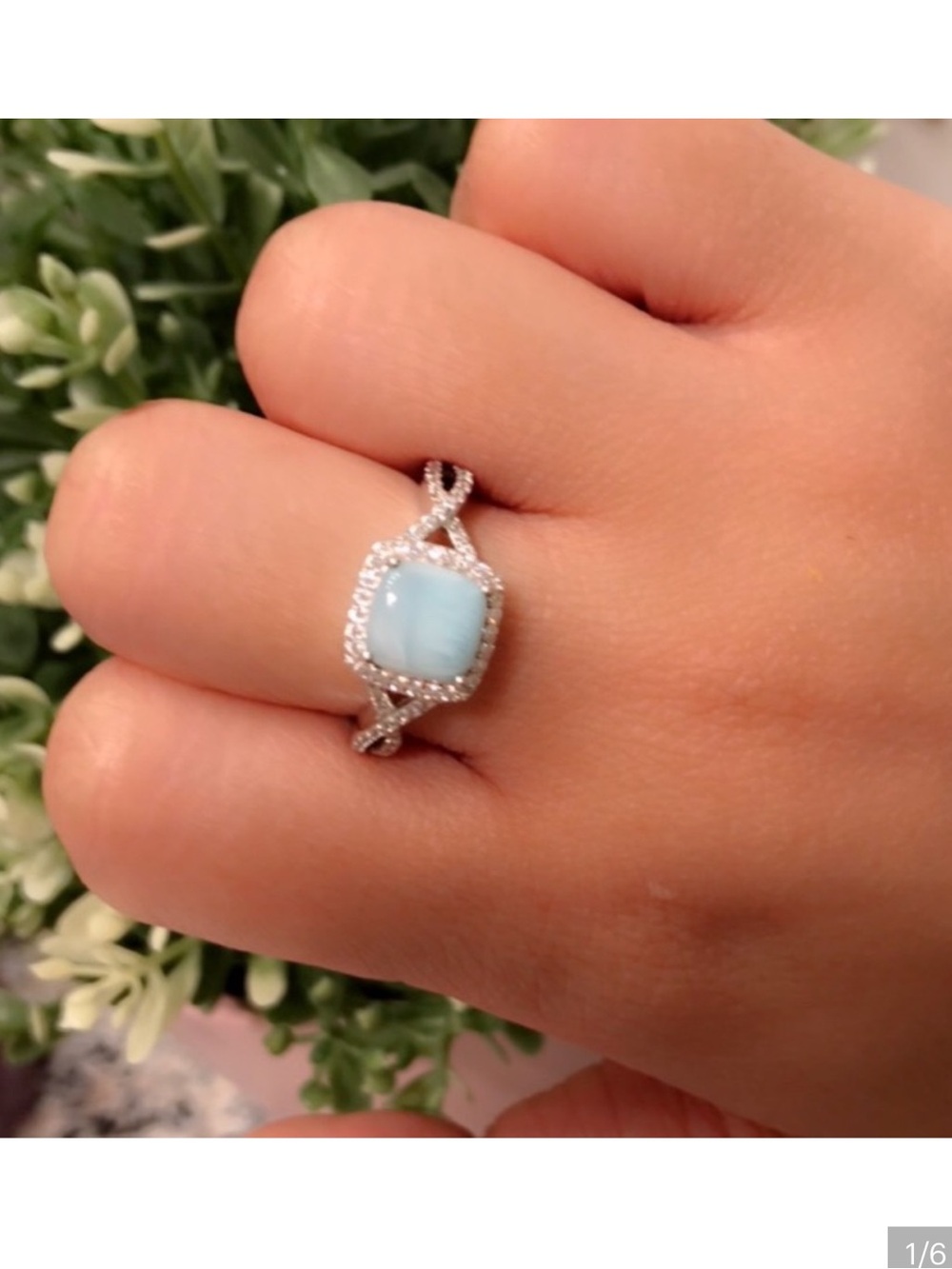 Elegant sterling silver ring with Larimar stone
